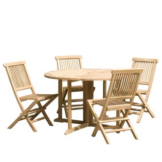 Macabane Mesa y sillas de jard&iacute;n de madera de teca 4/6 personas