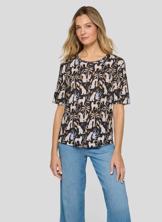 Rabe T-Shirt RABE, Damen, Gr. 36, schwarz, Jersey, Obermaterial: 50% Baumwolle, 50% Viskose, bedruckt, gemustert, normal h&uuml;ftbedeckend, Rundhals, Shirts T-