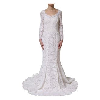 Dolce & Gabbana Mermaid Lange Avondjurk - Dames - Jurken - Wit - Maat: 2XS Katoen