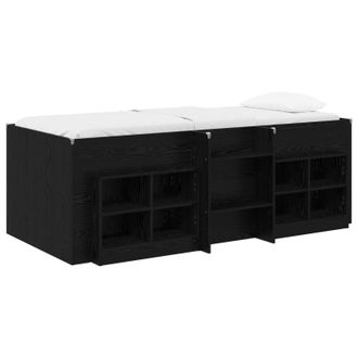 vidaXL Marco De Cama Loft Con Armario Con Estante 3 Uds. Roble Negro Vidaxl