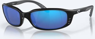 Costa Unisex Brine Ii Rectangular Sunglasses In Black Frame / Blue Mirror