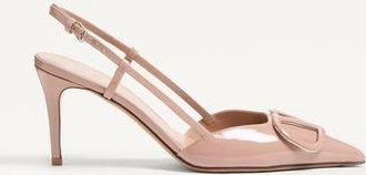 Valentino Garavani VLogo Signature Patent Leather Slingback Pump 80Mm Woman ROSE CANNELLE 34.5