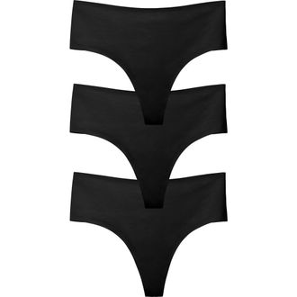 EBY Assorted 3-Pack High Waist Thongs in Black at Nordstrom, Size X-Large
