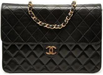 Chanel Pre-owned Vintage Quilted Lambskin Shoulder Bag - Dames - Vintage Schoudertas - Zwart - ONE Size - Leer - Vintage