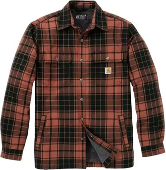 Carhartt Work in Progress Flannel Sherpa-Lined Shirt Jacket Freizeitjacke f&uuml;r Herren | braun