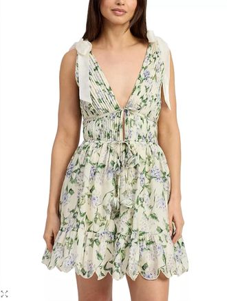 En Saison Womens Tie Strap Charleston Mini Dress In Natural Indigo