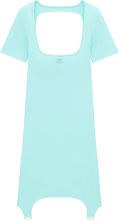 Courr&egrave;ges square-neck cut-out mini dress - women - Polyester/Acetate/Cupro - S - Blue