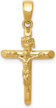 Diamond2Deal 10k Yellow Gold Polished 2-D Crucifix with Jesus on Cross Pendant