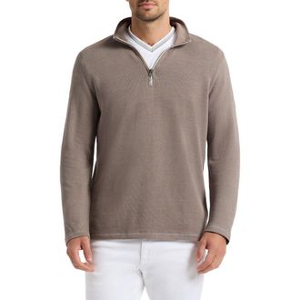Robert Graham Griffin Cotton Blend Quarter Zip Pullover in Light Grey at Nordstrom Rack, Size X-Large