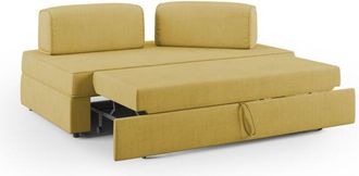 Divani.Store Liberty Sof&aacute; Con Puff Extra&iacute;ble Y Respaldo Desmontable En Tela Impermeable 180 Cm Amarillo