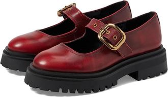 Steve Madden Lyndon Flats Womens Red Leather Mary Jane Shoes HTAT863