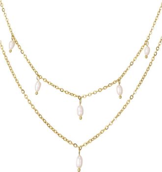 st. Moran Set of 2 Assorted Freshwater Pearl Necklaces in Gold/white at Nordstrom