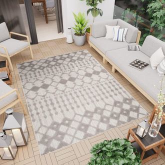 Tapiso Alfombra de exterior de polipropileno en gris y beige 160x220 cm