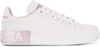 Dolce & Gabbana Schoenen, Dames, Wit, 41 EU, Witte Portofino Leren Sneakers
