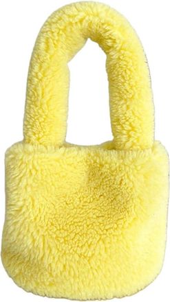 Generic Imitation lamb wool bag womens winter solid color hand-held bucket bag