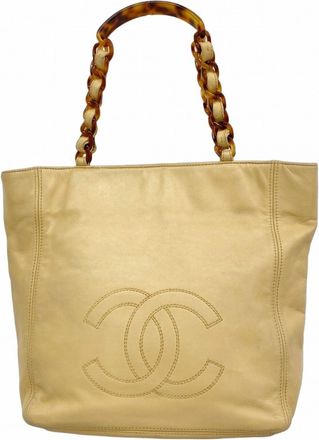 Chanel Beige Leather Tote Bag (Pre-Owned)