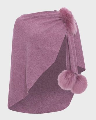 Gorski Select Wool Capelet With Lamb Shearling Poms