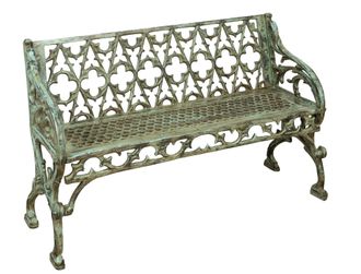 Biscottini International Biscottini - Panchina In Ghisa Da Esterno 130x47x79 Cm Panca Da Esterno Sedia 2 Posti Divanetto Da Giardino Panchina In Ferro Con Braccioli