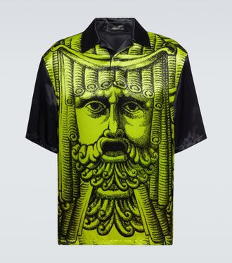 Versace Printed satin bowling shirt
