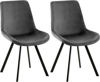 Clp Clp - Lote De 2 Sillas De Comedor Lewes Terciopelo Gris Oscuro