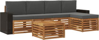 vidaXL Conjunto De Sof&aacute;s De Exterior 6 Uds. Natural Y Antracita Vidaxl