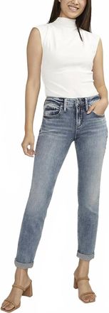 Silver Jeans Co Boyfriend Mid Rise Slim Leg Jeans In Indigo