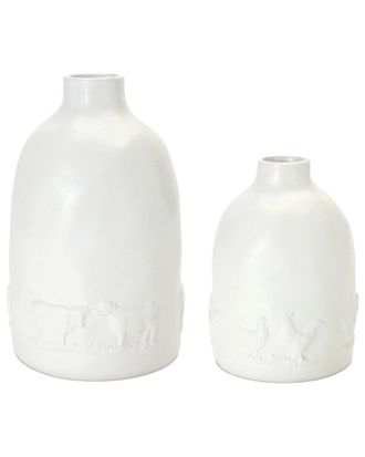 Melrose International Set Of 2 Ceramic Farm Animal Vase