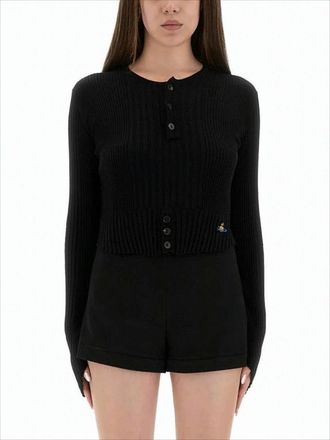 Vivienne Westwood Cropped Fitted Knit Sweater With Button Placket
