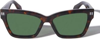 Off-white Geometrische Cat-Eye Zonnebril Havana Groen - unisex - Zonnebrillen - Bruin - 54 MM - Accessoires