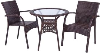 Wanderlust Deco Wanderlust Deco - Set Mesa Y Dos Sillas De Metal Marr&oacute;n