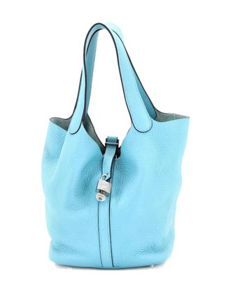 Herm&egrave;s Picotin Lock Bag Clemence MM bucket bag - Blu