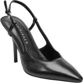 Marc Fisher Torry Slingback Pointed Toe Pump in Black Leather at Nordstrom Rack, Size 7