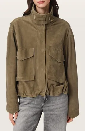 AllSaints Clay Suede Jacket in Olive Green at Nordstrom, Size X-Small
