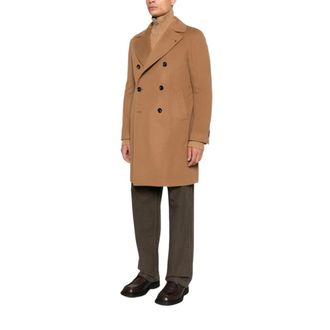 Tagliatore Double-Breasted Coats, male, Brown, XL, Arden Double-Breasted Coat