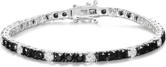 House of Brilliance 925 Sterling Silver 10.0 Cttw Black and White Diamond Tennis Bracelet (I-J Color, I2-I3 Clarity)