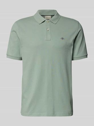 GANT Slim Fit Poloshirt mit Logo-Stitching in Eisblau, Gr&ouml;&szlig;e XXXL