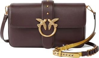 Pinko Rode en Gouden Schoudertas - Dames - Schoudertassen - Rood - ONE Size - Leer - Tassen