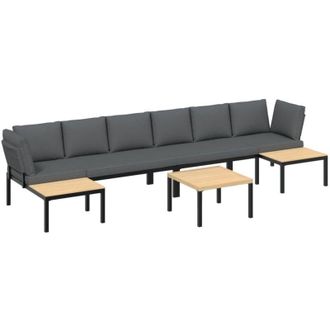 vidaXL Set De Sof&aacute;s De Jard&iacute;n Con Cojines 5 Piezas Aluminio Negro Vidaxl