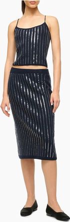 Staud Emerson Sequin Tank Top In Navy