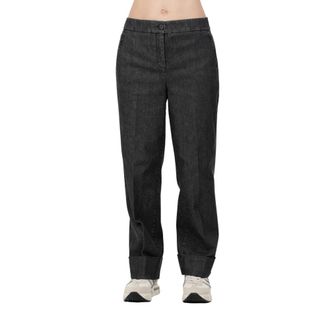 Via Masini 80 Broeken, Dames, Grijs, M, Denim, Pantalon van denim met omslag