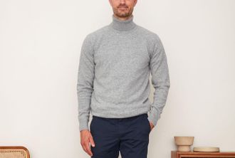 Bexley Jersey de lana con cuello alto para hombre Gris moteado - EMERSTON