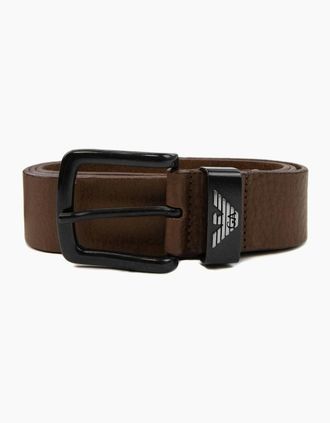 Emporio Armani Mens Emporio Armani Eagle Tonque Logo Belt Dark Tan - Brown - Size: 125
