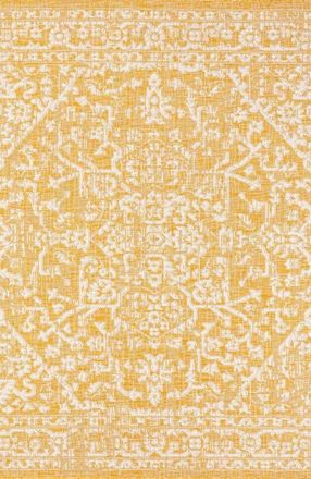 Jonathan Y Designs Malta Bohemian Medallion Textured Weave Indoor/Outdoor Area Rug in Yellow/cream at Nordstrom, Size 4Ft 0In X 6Ft 0In