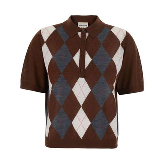 Semicouture Tops, Dames, Bruin, S, Wol, Diana Argyle Polo Trui