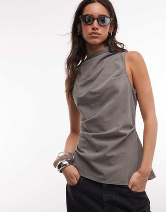 Weekday Top asimmetrico accollato grigio