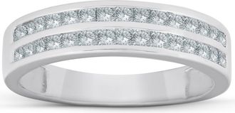 Pompeii3 3/4 Ct Diamond Princess Cut Double Channel Wedding Ring 10k White Gold