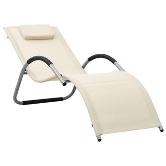 vidaXL Tumbona De Textilene Crema Y Gris Vidaxl