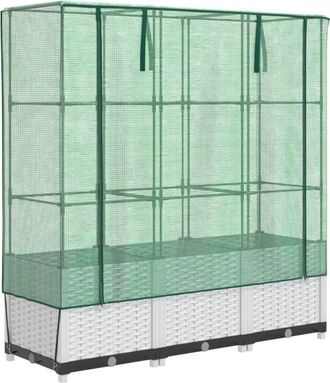 vidaXL Arriate Con Cubierta Invernadero Aspecto Rat&aacute;n 120x40x138 Cm Vidaxl