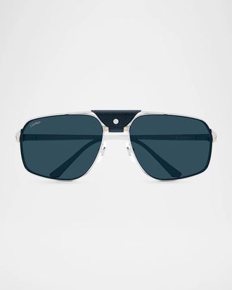 Cartier Men & apos;s CT0651S Santos Classic Metal Pilot Sunglasses