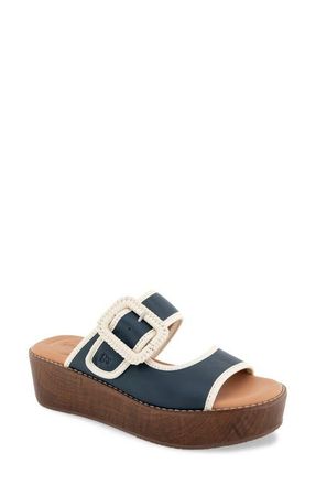 Gentle Souls Vadylin Platform Wedge Slide Sandal in Navy Leather at Nordstrom, Size 6.5